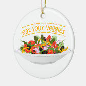 Eet je groenten Quote verse salade mix kom Keramisch Ornament (Links)