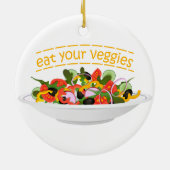 Eet je groenten Quote verse salade mix kom Keramisch Ornament (Achterkant)
