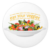 Eet je groenten Quote verse salade mix kom Keramische Knop (Voorkant)