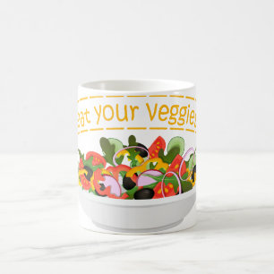 Eet je groenten Quote verse salade mix kom Koffiemok