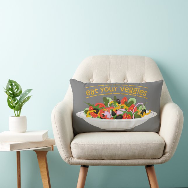 Eet je groenten Quote verse salade mix kom Kussen (Stoel)