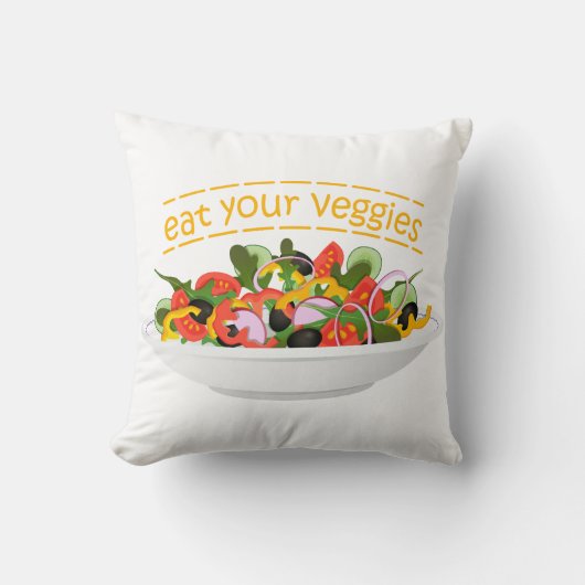 Eet je groenten Quote verse salade mix kom Kussen (Voorkant)