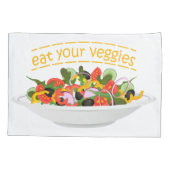 Eet je groenten Quote verse salade mix kom Kussensloop (Achterkant-Links)