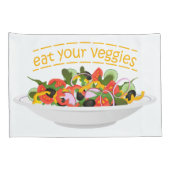 Eet je groenten Quote verse salade mix kom Kussensloop (Achterkant-Rechts)