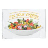 Eet je groenten Quote verse salade mix kom Kussensloop (Voorkant-Rechts)