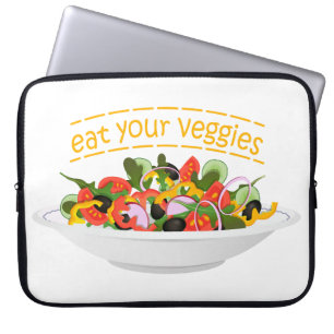 Eet je groenten Quote verse salade mix kom Laptop Sleeve