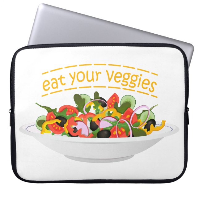 Eet je groenten Quote verse salade mix kom Laptop Sleeve (Voorkant)