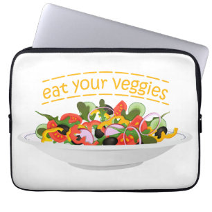 Eet je groenten Quote verse salade mix kom Laptop Sleeve