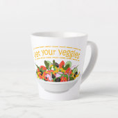 Eet je groenten Quote verse salade mix kom Latte Mok (Rechterhoek)