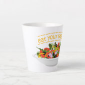 Eet je groenten Quote verse salade mix kom Latte Mok (Voorkant)