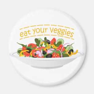 Eet je groenten Quote verse salade mix kom Magneet