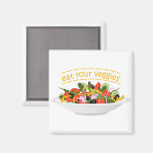 Eet je groenten Quote verse salade mix kom Magneet (Voorkant / Achterkant)