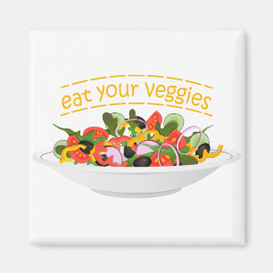 Eet je groenten Quote verse salade mix kom Magneet
