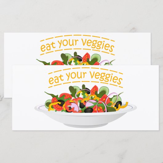 Eet je groenten Quote verse salade mix kom Menu (Voorkant / Achterkant)