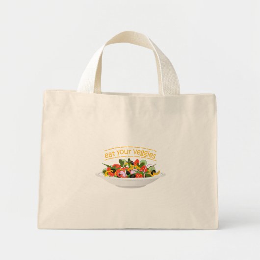 Eet je groenten Quote verse salade mix kom Mini Tote Bag (Voorkant)