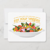 Eet je groenten Quote verse salade mix kom Notitiekaartje (Achterkant)