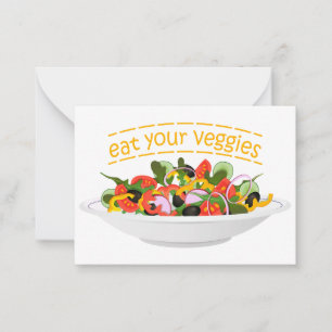 Eet je groenten Quote verse salade mix kom Notitiekaartje