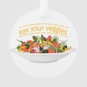 Eet je groenten Quote verse salade mix kom Ornament