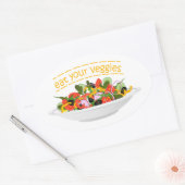 Eet je groenten Quote verse salade mix kom Ovale Sticker (Envelop)