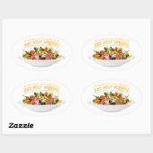 Eet je groenten Quote verse salade mix kom Ovale Sticker (Vel)