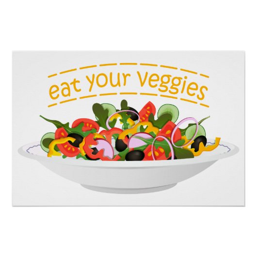 Eet je groenten Quote verse salade mix kom Perfect Poster (Voorkant)