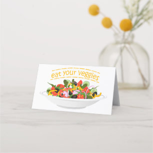 Eet je groenten Quote verse salade mix kom Plaatskaartje