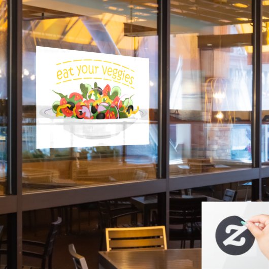 Eet je groenten Quote verse salade mix kom Raamsticker (Restaurant Raam)