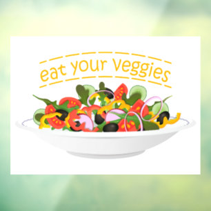 Eet je groenten Quote verse salade mix kom Raamsticker