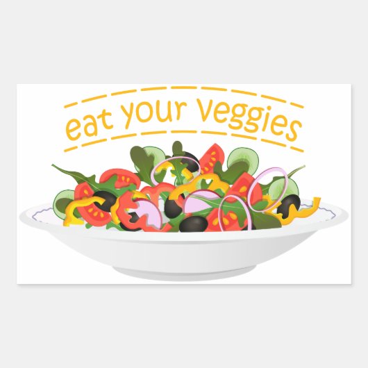 Eet je groenten Quote verse salade mix kom Rechthoekige Sticker (Voorkant)