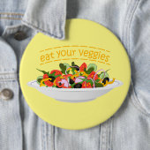 Eet je groenten Quote verse salade mix kom Ronde Button 6,0 Cm (In situ)