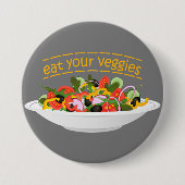 Eet je groenten Quote verse salade mix kom Ronde Button 7,6 Cm (Voorkant)