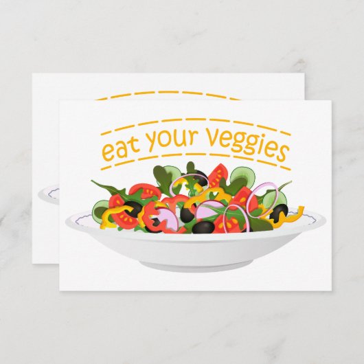 Eet je groenten Quote verse salade mix kom Save The Date (Voorkant / Achterkant)