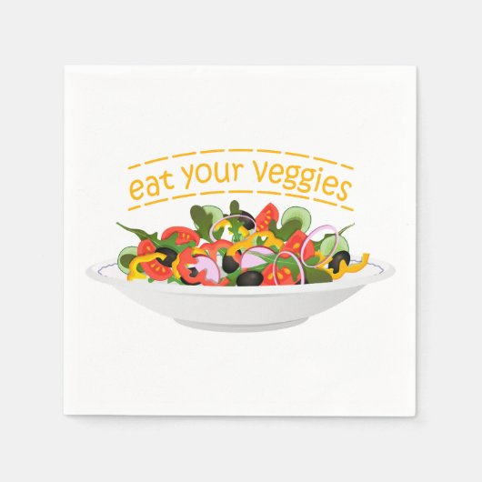 Eet je groenten Quote verse salade mix kom Servet (Voorkant)