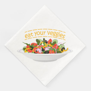Eet je groenten Quote verse salade mix kom Servet