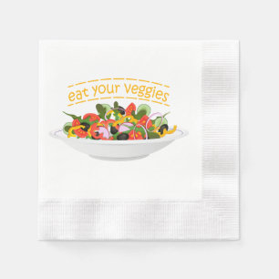 Eet je groenten Quote verse salade mix kom Servet