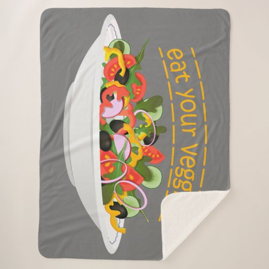 Eet je groenten Quote verse salade mix kom Sherpa Deken (Voorkant)