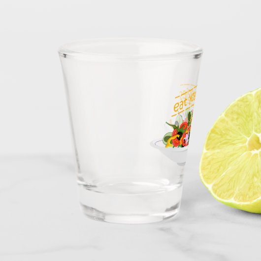 Eet je groenten Quote verse salade mix kom Shot Glas (Links)