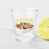 Eet je groenten Quote verse salade mix kom Shot Glas (Voorkant)