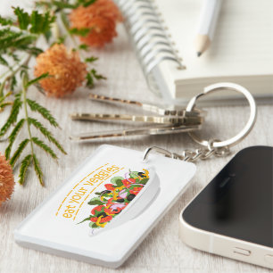 Eet je groenten Quote verse salade mix kom Sleutelhanger