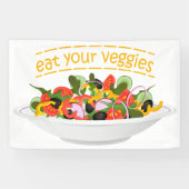 Eet je groenten Quote verse salade mix kom Spandoek (Horizontaal)