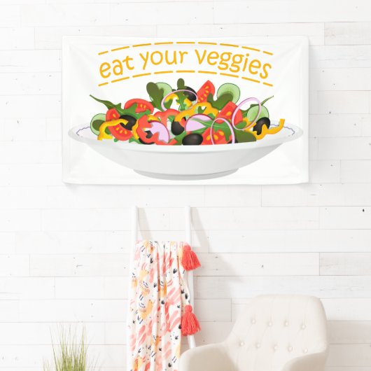 Eet je groenten Quote verse salade mix kom Spandoek (Insitu)