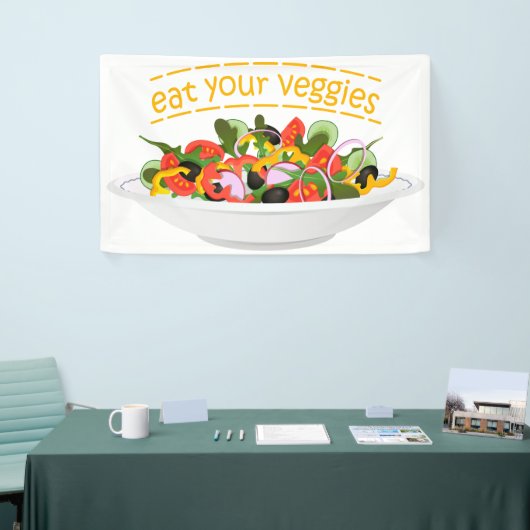 Eet je groenten Quote verse salade mix kom Spandoek (Beurs)