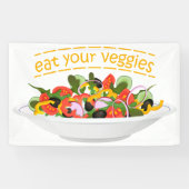 Eet je groenten Quote verse salade mix kom Spandoek (Horizontaal)