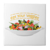 Eet je groenten Quote verse salade mix kom Tegeltje (Voorkant)