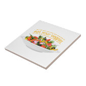 Eet je groenten Quote verse salade mix kom Tegeltje (Zijkant)