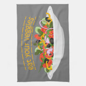 Eet je groenten Quote verse salade mix kom Theedoek (Verticaal)