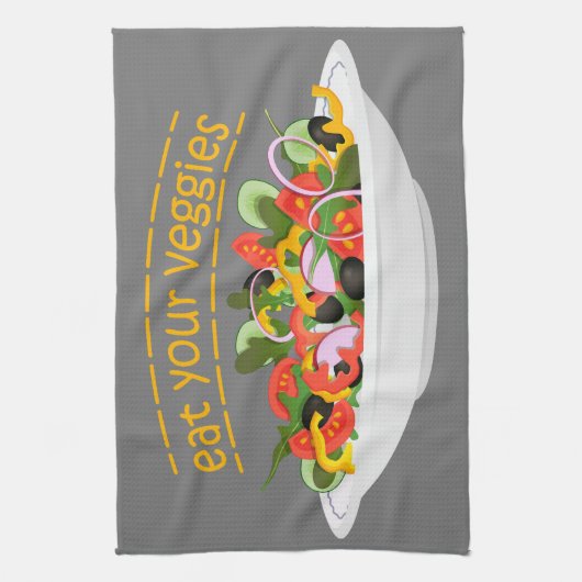 Eet je groenten Quote verse salade mix kom Theedoek (Verticaal)