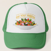 Eet je groenten Quote verse salade mix kom Trucker Pet (Voorkant)