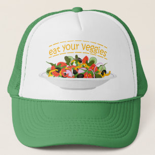 Eet je groenten Quote verse salade mix kom Trucker Pet