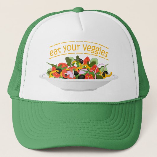 Eet je groenten Quote verse salade mix kom Trucker Pet (Voorkant)